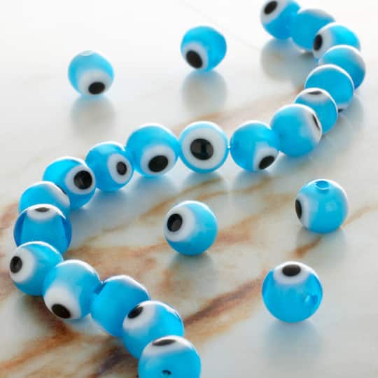 Lampwork Glass Round Evil Eye Beads